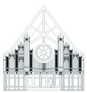 CAD drawing of new organ for Our Lady of the Assumption Catholic Church in Brookhaven, Georgia